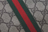 Authentic GUCCI Web Sherry Line Clutch Hand Bag Purse GG PVC Leather Brown 3936I