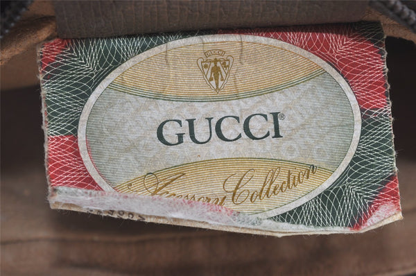 Authentic GUCCI Web Sherry Line Clutch Hand Bag Purse GG PVC Leather Brown 3936I