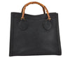 Authentic GUCCI Bamboo 2way Hand Shoulder Bag Leather Black Junk 3936K