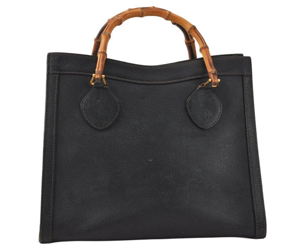 Authentic GUCCI Bamboo 2way Hand Shoulder Bag Leather Black Junk 3936K