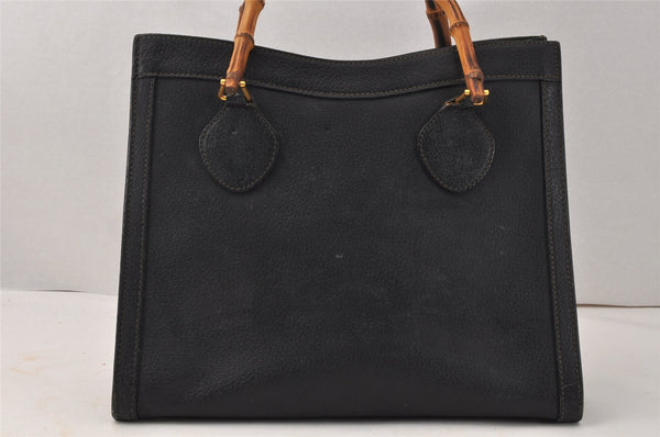 Authentic GUCCI Bamboo 2way Hand Shoulder Bag Leather Black Junk 3936K
