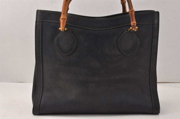 Authentic GUCCI Bamboo 2way Hand Shoulder Bag Leather Black Junk 3936K