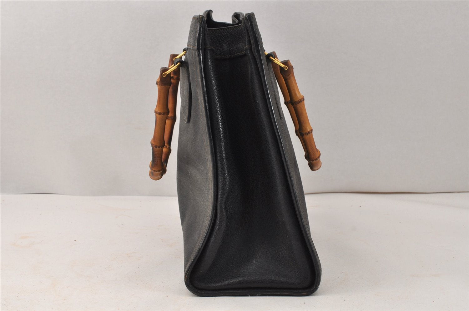 Authentic GUCCI Bamboo 2way Hand Shoulder Bag Leather Black Junk 3936K