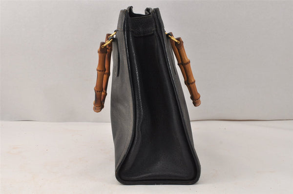 Authentic GUCCI Bamboo 2way Hand Shoulder Bag Leather Black Junk 3936K