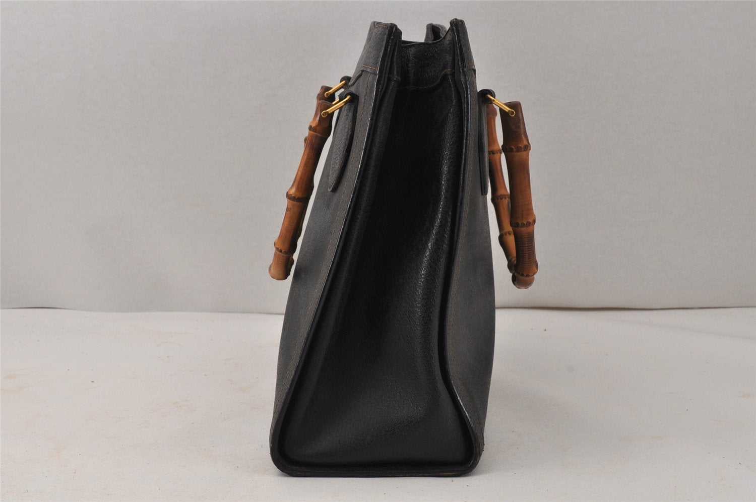 Authentic GUCCI Bamboo 2way Hand Shoulder Bag Leather Black Junk 3936K