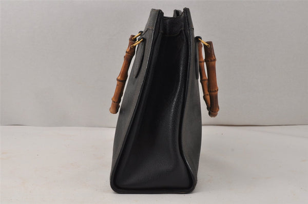 Authentic GUCCI Bamboo 2way Hand Shoulder Bag Leather Black Junk 3936K