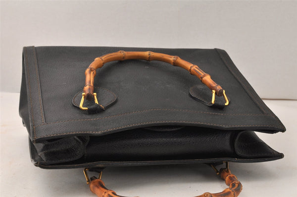 Authentic GUCCI Bamboo 2way Hand Shoulder Bag Leather Black Junk 3936K