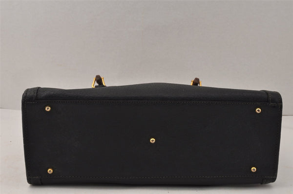 Authentic GUCCI Bamboo 2way Hand Shoulder Bag Leather Black Junk 3936K