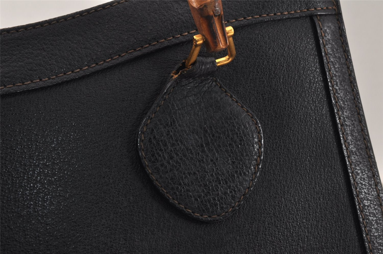 Authentic GUCCI Bamboo 2way Hand Shoulder Bag Leather Black Junk 3936K