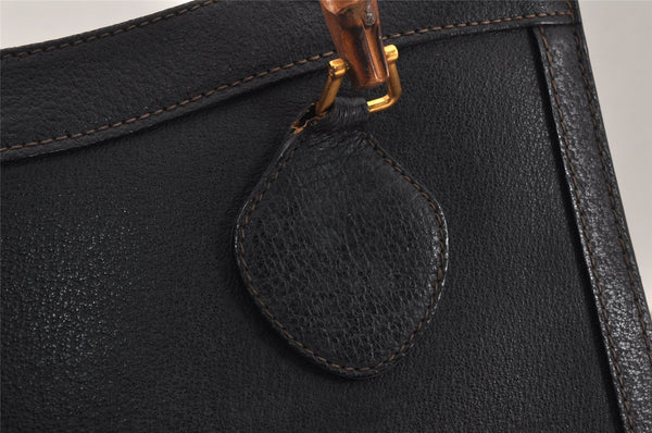 Authentic GUCCI Bamboo 2way Hand Shoulder Bag Leather Black Junk 3936K