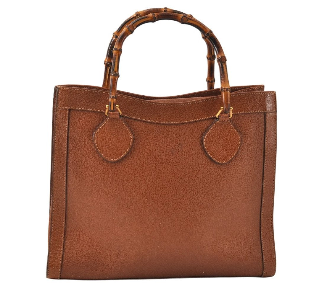 Authentic GUCCI Bamboo 2way Hand Shoulder Bag Leather Brown Junk 3937K