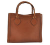 Authentic GUCCI Bamboo 2way Hand Shoulder Bag Leather Brown Junk 3937K