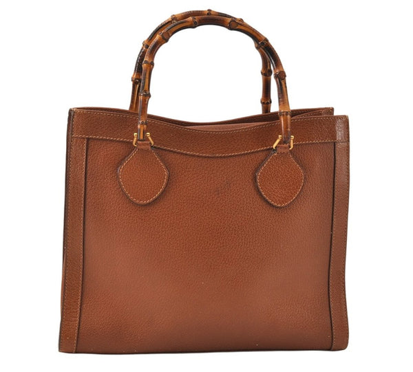 Authentic GUCCI Bamboo 2way Hand Shoulder Bag Leather Brown Junk 3937K