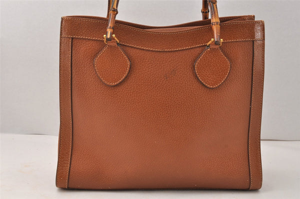 Authentic GUCCI Bamboo 2way Hand Shoulder Bag Leather Brown Junk 3937K
