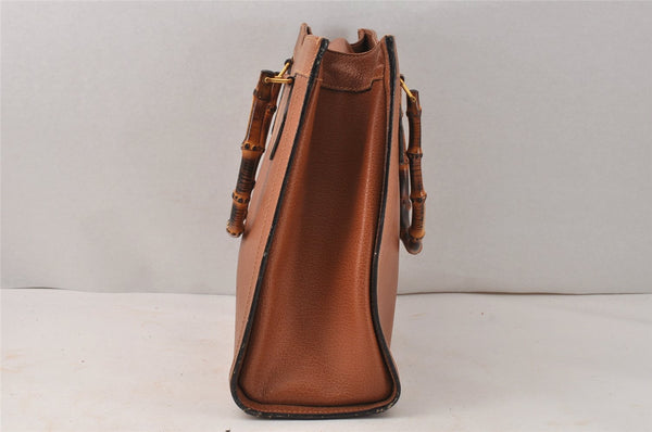 Authentic GUCCI Bamboo 2way Hand Shoulder Bag Leather Brown Junk 3937K
