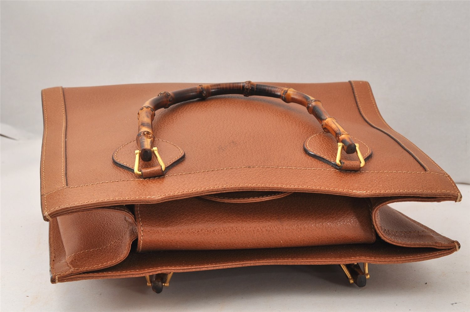 Authentic GUCCI Bamboo 2way Hand Shoulder Bag Leather Brown Junk 3937K