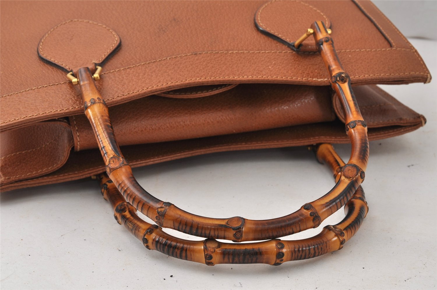 Authentic GUCCI Bamboo 2way Hand Shoulder Bag Leather Brown Junk 3937K