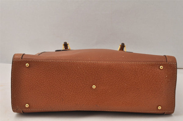 Authentic GUCCI Bamboo 2way Hand Shoulder Bag Leather Brown Junk 3937K