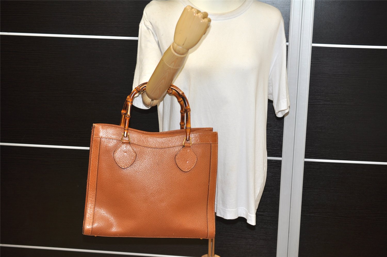 Authentic GUCCI Bamboo 2way Hand Shoulder Bag Leather Brown Junk 3937K