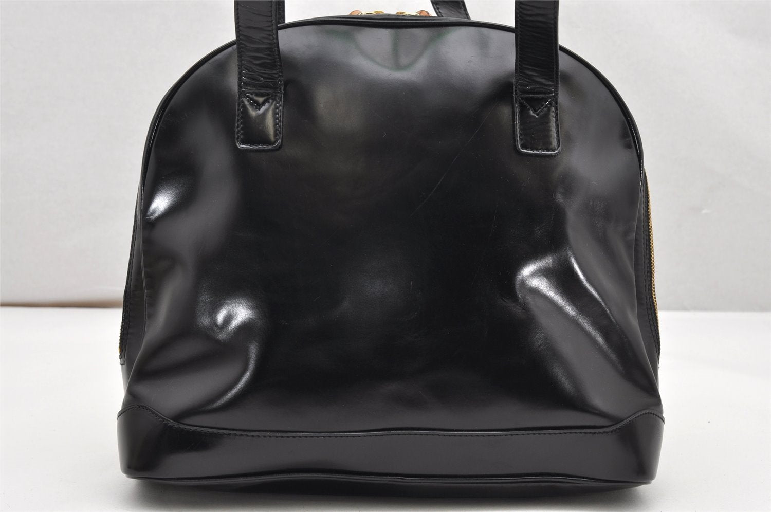 Authentic GUCCI Vintage Bamboo Shoulder Hand Bag Leather Black 3938K