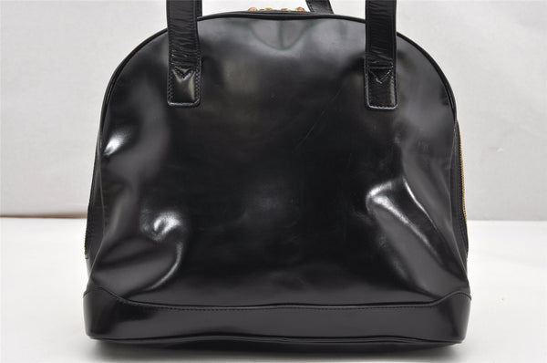 Authentic GUCCI Vintage Bamboo Shoulder Hand Bag Leather Black 3938K
