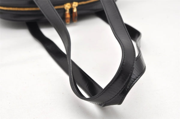Authentic GUCCI Vintage Bamboo Shoulder Hand Bag Leather Black 3938K