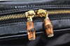 Authentic GUCCI Vintage Bamboo Shoulder Hand Bag Leather Black 3938K