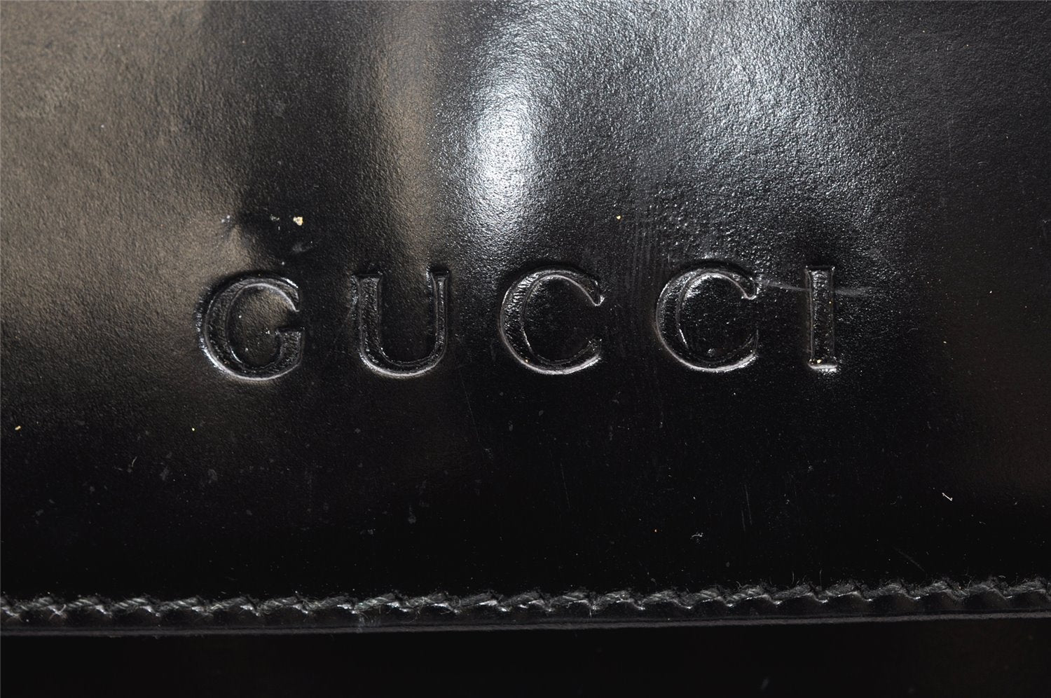 Authentic GUCCI Vintage Bamboo Shoulder Hand Bag Leather Black 3938K