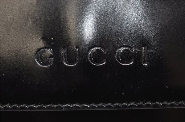 Authentic GUCCI Vintage Bamboo Shoulder Hand Bag Leather Black 3938K
