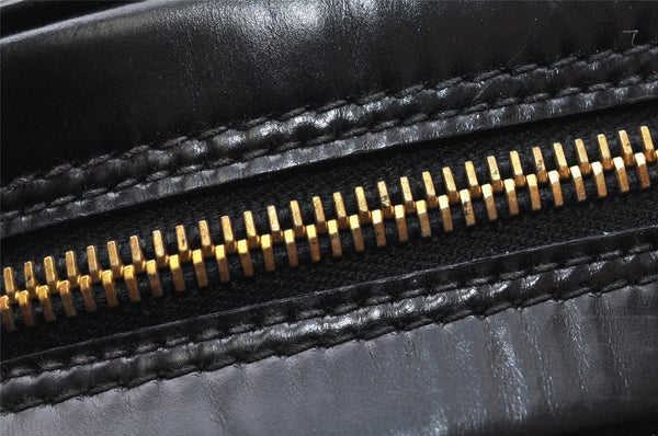 Authentic GUCCI Vintage Bamboo Shoulder Hand Bag Leather Black 3938K