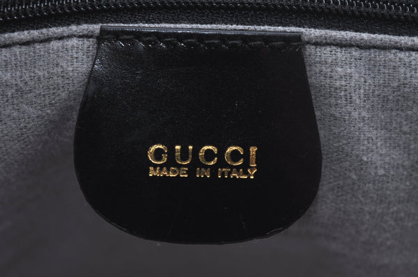 Authentic GUCCI Vintage Bamboo Shoulder Hand Bag Leather Black 3938K