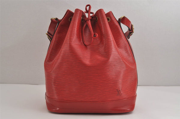 Authentic Louis Vuitton Epi Noe Shoulder Drawstring Bag Red M44007 LV 3941J