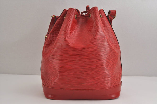 Authentic Louis Vuitton Epi Noe Shoulder Drawstring Bag Red M44007 LV 3941J