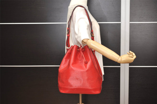 Authentic Louis Vuitton Epi Noe Shoulder Drawstring Bag Red M44007 LV 3941J