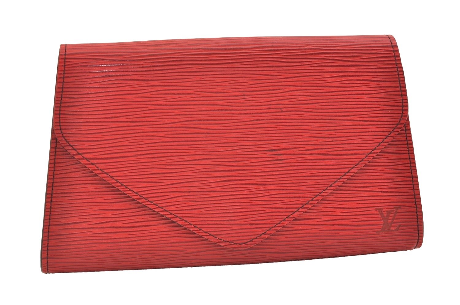 Authentic Louis Vuitton Epi Arts Deco PM Clutch Hand Bag Red M52647 LV 3942J