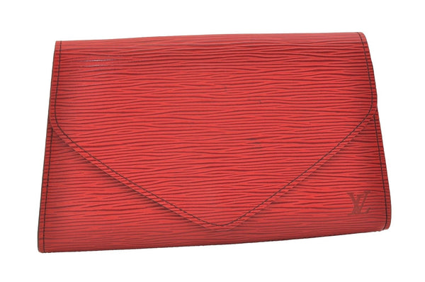 Authentic Louis Vuitton Epi Arts Deco PM Clutch Hand Bag Red M52647 LV 3942J