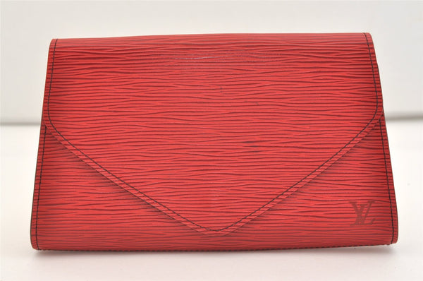 Authentic Louis Vuitton Epi Arts Deco PM Clutch Hand Bag Red M52647 LV 3942J