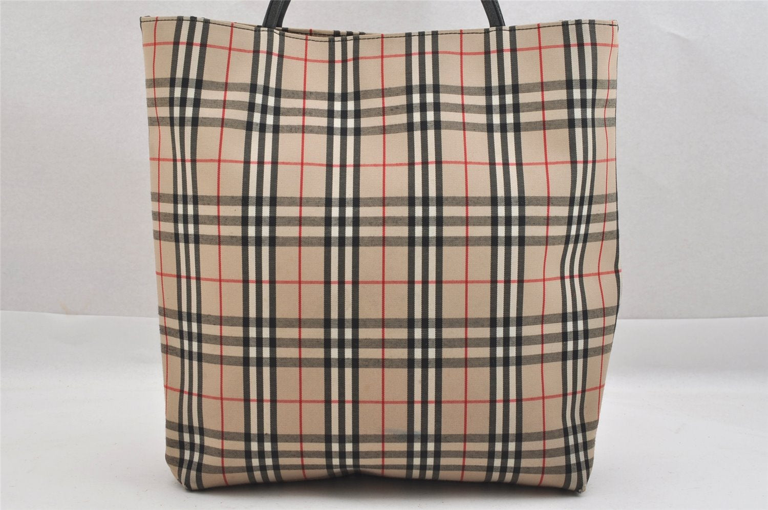 Authentic BURBERRY Vintage Nova Check Canvas Leather Hand Tote Bag Beige 3942K