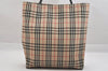 Authentic BURBERRY Vintage Nova Check Canvas Leather Hand Tote Bag Beige 3942K