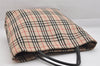 Authentic BURBERRY Vintage Nova Check Canvas Leather Hand Tote Bag Beige 3942K