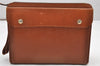 Authentic Burberrys Vintage Check Leather Clutch Hand Bag Purse Brown 3946K