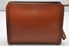 Authentic Burberrys Vintage Check Leather Clutch Hand Bag Purse Brown 3946K