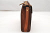 Authentic Burberrys Vintage Check Leather Clutch Hand Bag Purse Brown 3946K