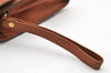 Authentic Burberrys Vintage Check Leather Clutch Hand Bag Purse Brown 3946K