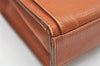 Authentic Burberrys Vintage Check Leather Clutch Hand Bag Purse Brown 3946K