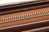 Authentic Burberrys Vintage Check Leather Clutch Hand Bag Purse Brown 3946K