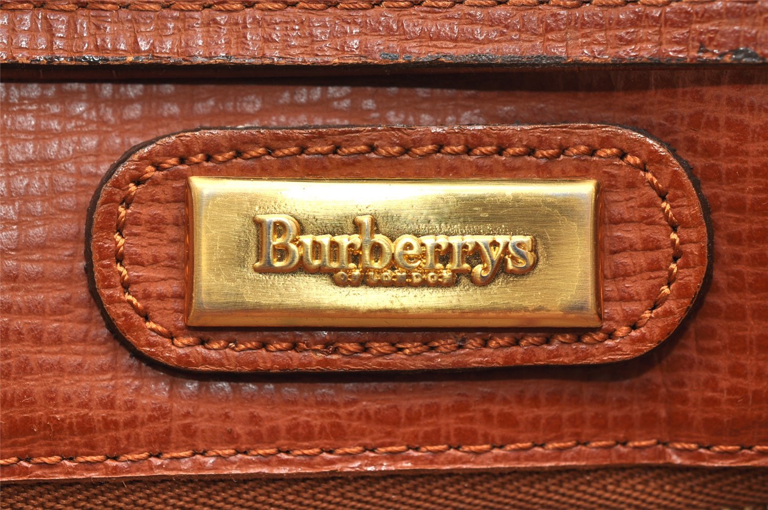 Authentic Burberrys Vintage Check Leather Clutch Hand Bag Purse Brown 3946K