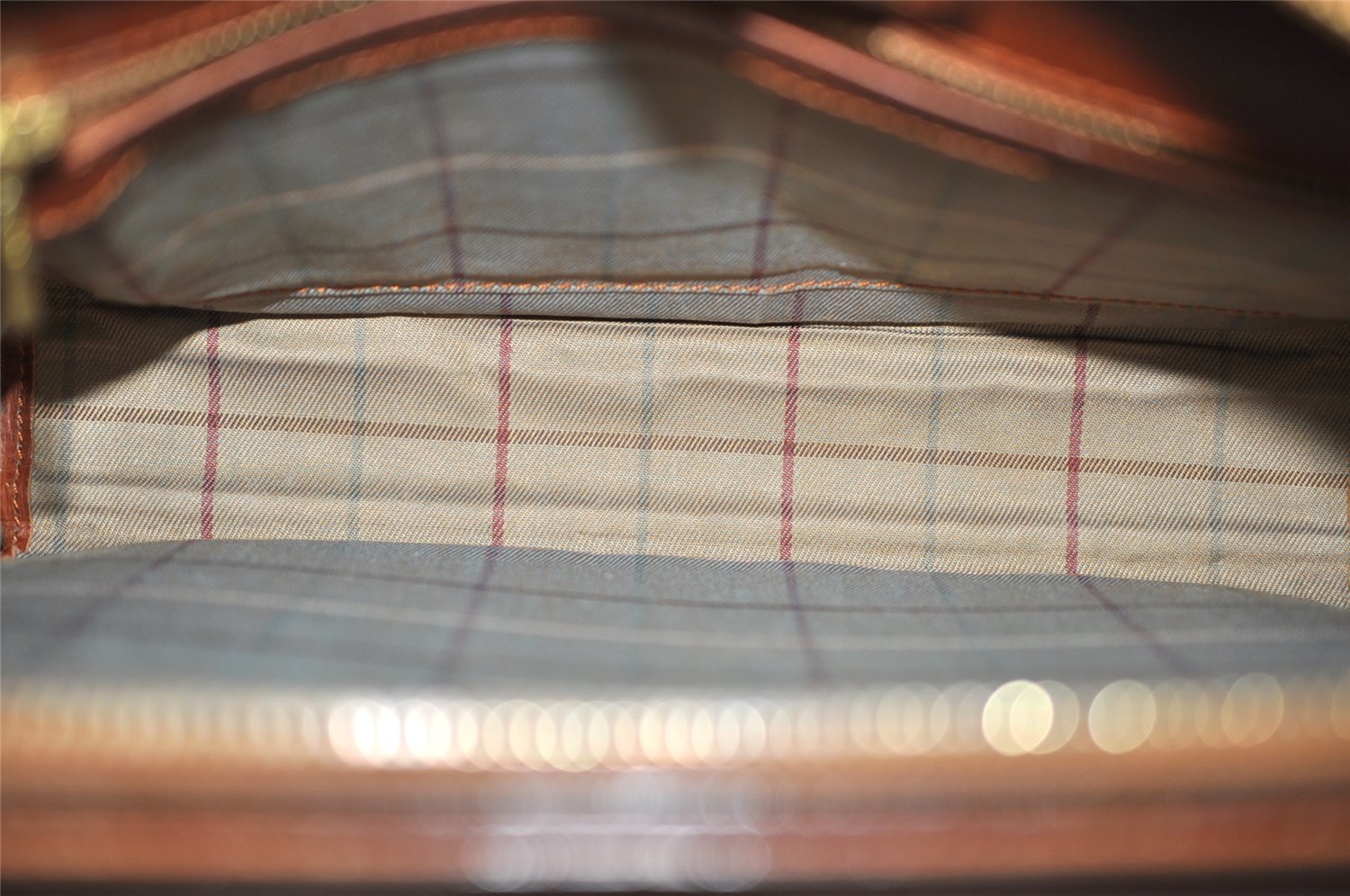 Authentic Burberrys Vintage Check Leather Clutch Hand Bag Purse Brown 3946K