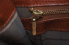 Authentic Burberrys Vintage Check Leather Clutch Hand Bag Purse Brown 3946K