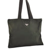 Authentic PRADA Vintage Nylon Tessuto Leather Shoulder Tote Bag Green 3948J